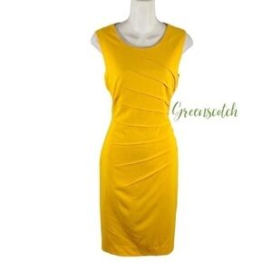 Calvin Klein marigold yellow starburst side sleeveless sheath dress 2